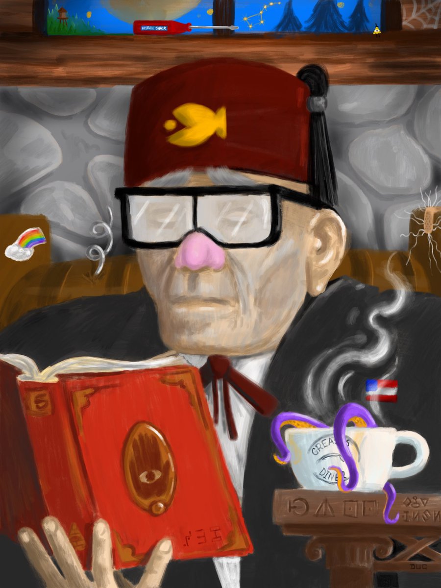 Started a random old man painting last night. It magically turned itself into Grunkle Stan… and I ain’t mad about it. I’m about “Soos” level mad, which dudes, means I’m not mad! @_AlexHirsch is a genius we don’t deserve!