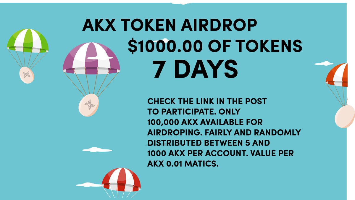 as we get closer to the public presale of #akxecosystem we are launching the airdrop today. It takes about 15 second to subscribe. #MATIC #Polygon  #erc20 $eth $akx $doge (soon to be  accepted) 
cebtol2obha.typeform.com/to/zusifoBv
