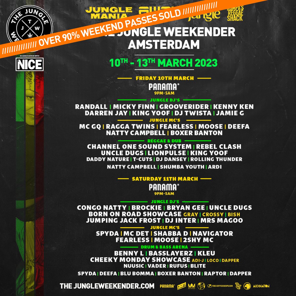 Over 90% of tickets already sold! The Jungle Weekender is fast approaching 💚
With a huge line up, there’s no time to sleep on this people ‼️
10th-13th March | Amsterdam 🍁🇳🇱
Tickets available below &amp; in stories 🎟️
thejungleweekender.com