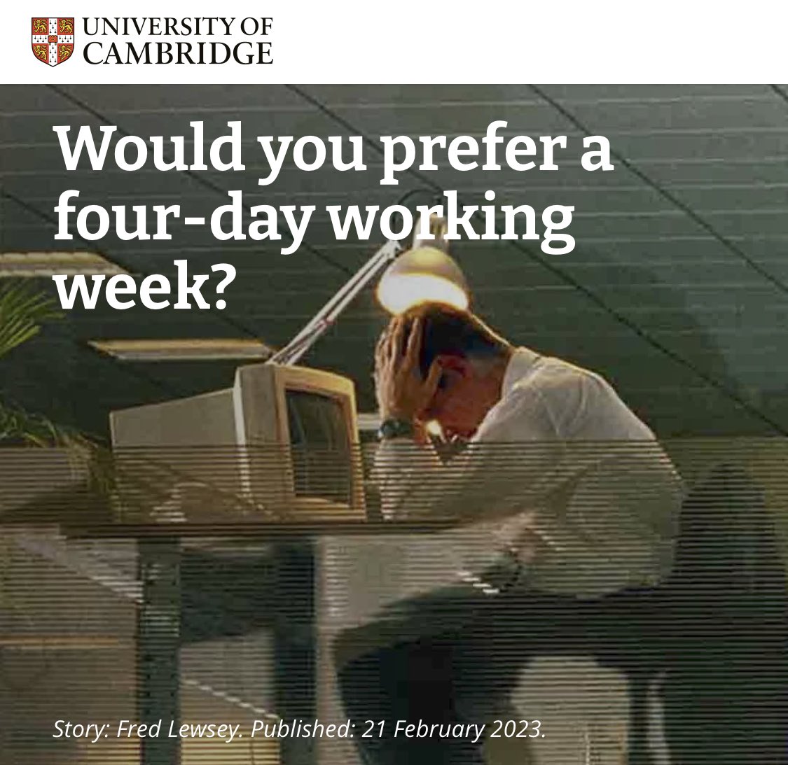 matiwasserman's tweet photo. Ayer se publicaron los resultados de la prueba más grande del mundo sobre la semana laboral de 4 días. Fue realizada en Gran Bretaña por un equipo de científicos de la Universidad de Cambridge e incluyó a casi 3000 empleados. https://t.co/eWN8daD8vW