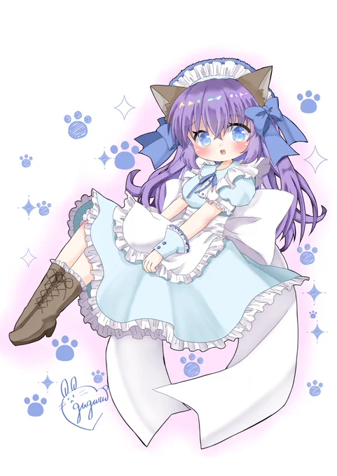 にゃんにゃんにゃん!猫の日イラスト間に合った!!猫耳メイドさん!!!#猫の日 #ぐぐるの絵 