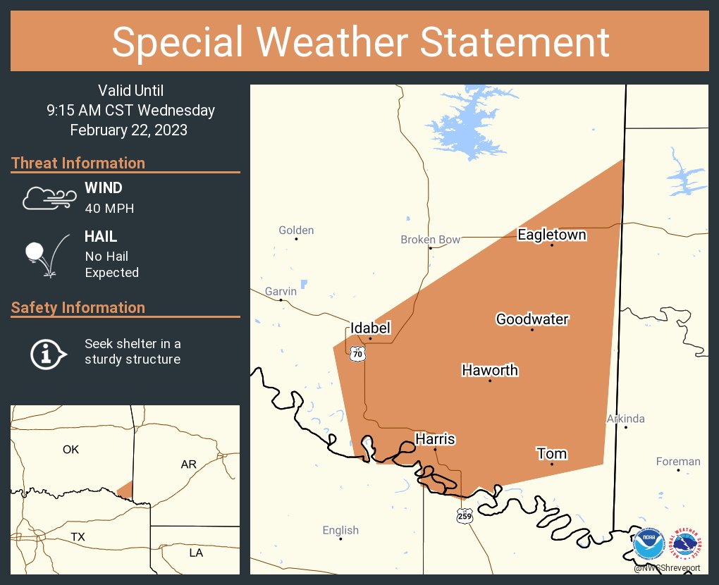 NWS Shreveport on Twitter "A special weather statement has been issued