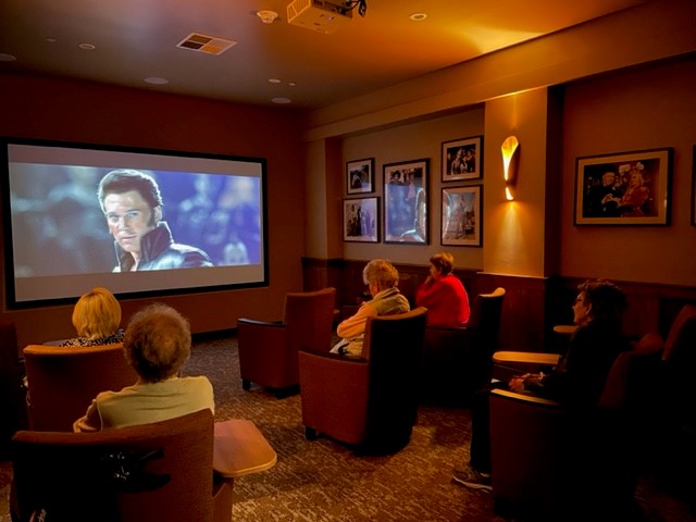 Belmare Senior Living residents are enjoying a cozy movie night in the theater room, watching the Oscar-nominated film <a href="/ElvisPresley/">Elvis Presley</a> 
 #Elvis #MovieNight #SeniorLiving #MileStoneRetirementCommunities