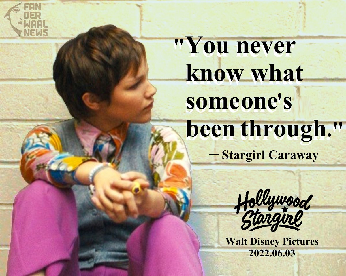 FANderWaalNews's tweet photo. #WednesdayWisdom • 2022.06.03
"You never know what someone's been through."
─ @Stargirl Caraway in #HollywoodStargirl (written by #JuliaHart and #JordanHorowitz; embodied by @GraceVanderWaal)
#SupportGraceVanderWaal #LionsDen #Megalopolis #ChooseKindness https://t.co/f56aDmCLRU