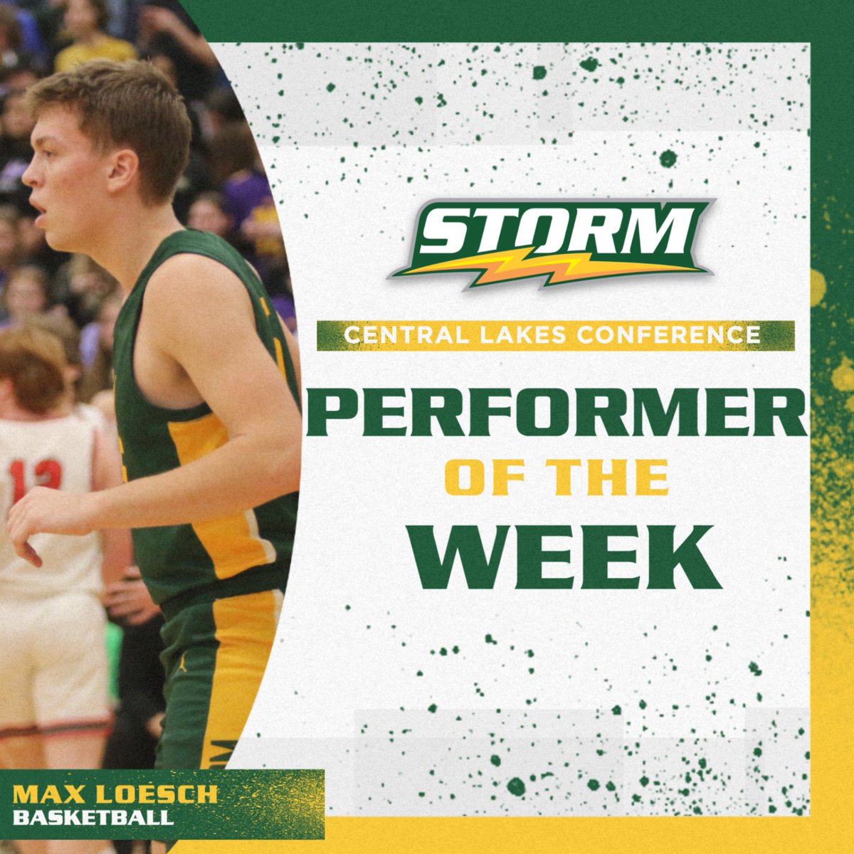 Congrats to Max Loesch for earning CLC Performer of the Week Honors! #StormForward