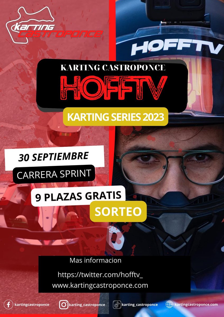 2° 𝙎𝙊𝙍𝙏𝙀𝙊‼️ 

¿Quieres participar en la 𝐇𝐨𝐟𝐟 𝐊𝐚𝐫𝐭𝐢𝐧𝐠 𝐬𝐞𝐫𝐢𝐞𝐬 del 30 de Septiembre?

🔹Síguenos tanto a mi como a <a href="/CIRCUITOCASTRO/">Karting Castroponce</a> 
🔹Dar RT a este tweet
🔹Mencionar a un amigo (cuántos más, más chance)

Más info en el siguiente tweet