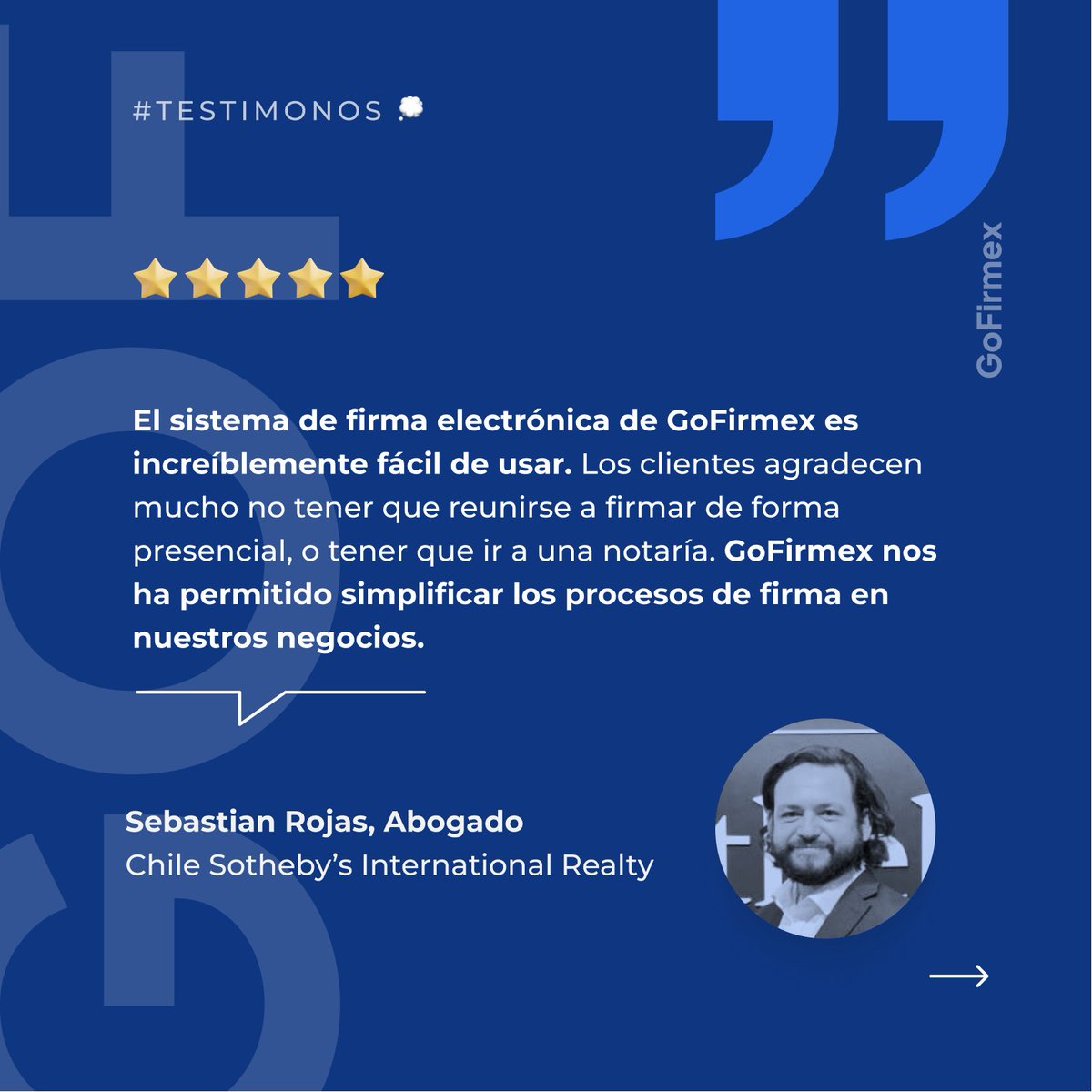 GoFirmex's tweet photo. Gracias a todo el equipo de Chile Sotheby's International Realty por confiar en nosotros!! 🙌🏻❤️
Testimonios como los de Sebastian, son los que nos ponen felices y nos motivan a seguir avanzando a paso firme🤩🚀

#startup #legaltech #VamosLatam #digitalculture #partner #power #b2b https://t.co/q84I5TAoAr