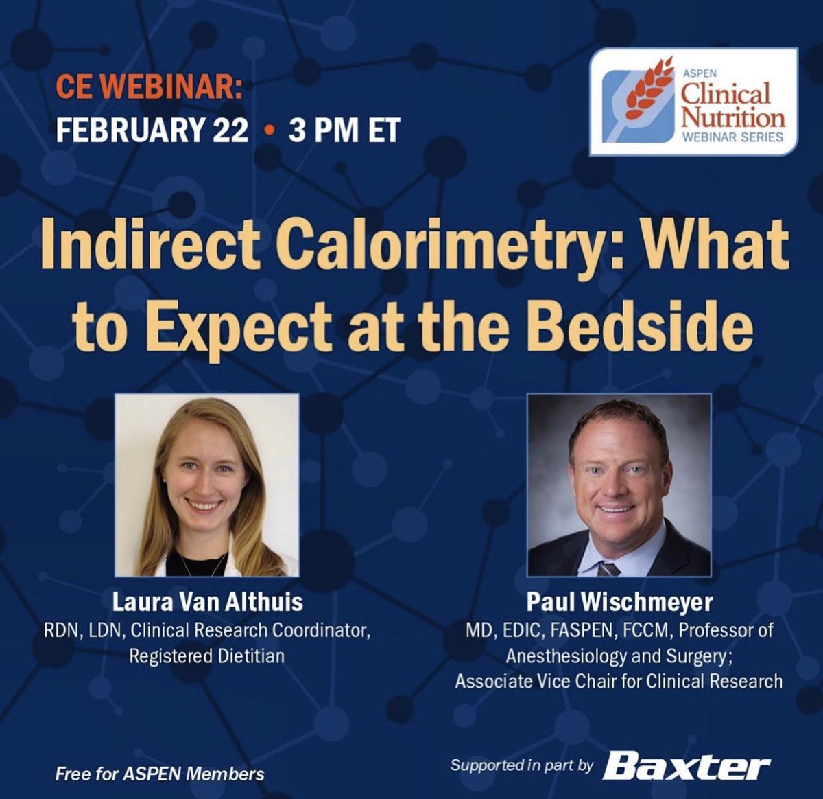 🙋‍♂️ JOIN TODAY! Want to learn more about NEW INDIRECT CALORIMETRY (IC)?

🖥️ Join <a href="/LauraVA_RD/">Laura Van Althuis, RDN, LDN</a> &amp; I for IC WEBINAR 

🗓️ Feb. 22nd-SIGN-UP: bit.ly/3JthrGC

Hear about our IC research &amp; my experience w/ precision #nutrition in <a href="/DukeMedSchool/">Duke University School of Medicine</a>  article: bit.ly/3YaCba6