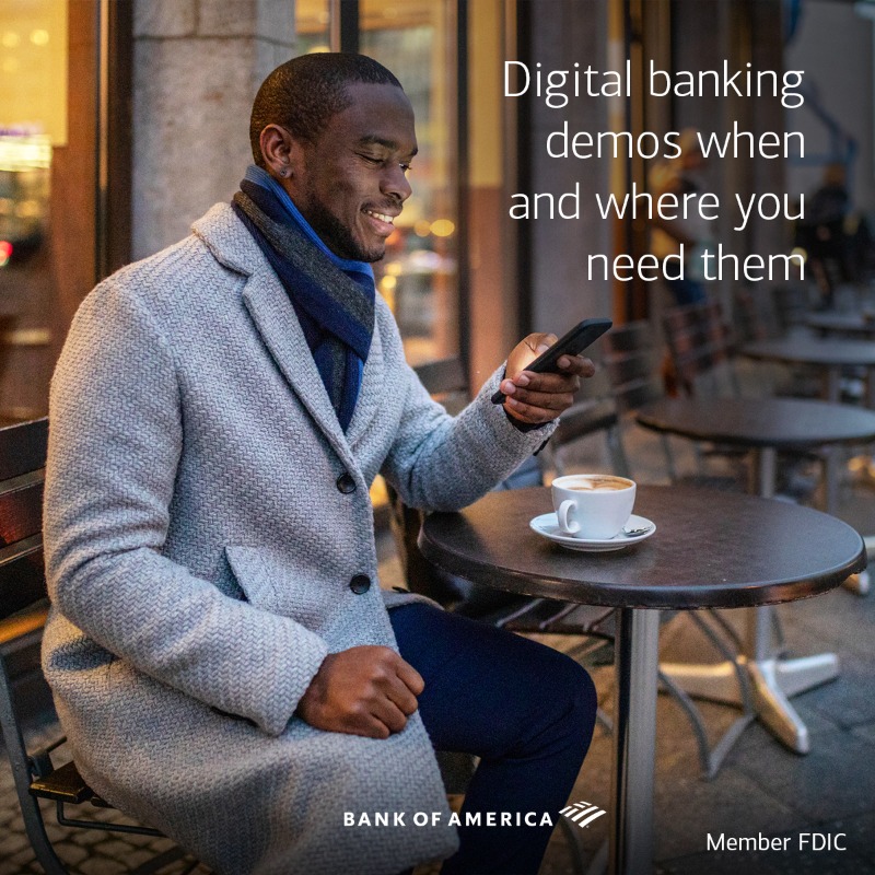 BankofAmerica's tweet photo. If you made a resolution to try new things in 2023, give our mobile app a try! Our self-guided demos give interactive, step-by-step instructions on our mobile app features like check deposit, account management, Zelle® and more.