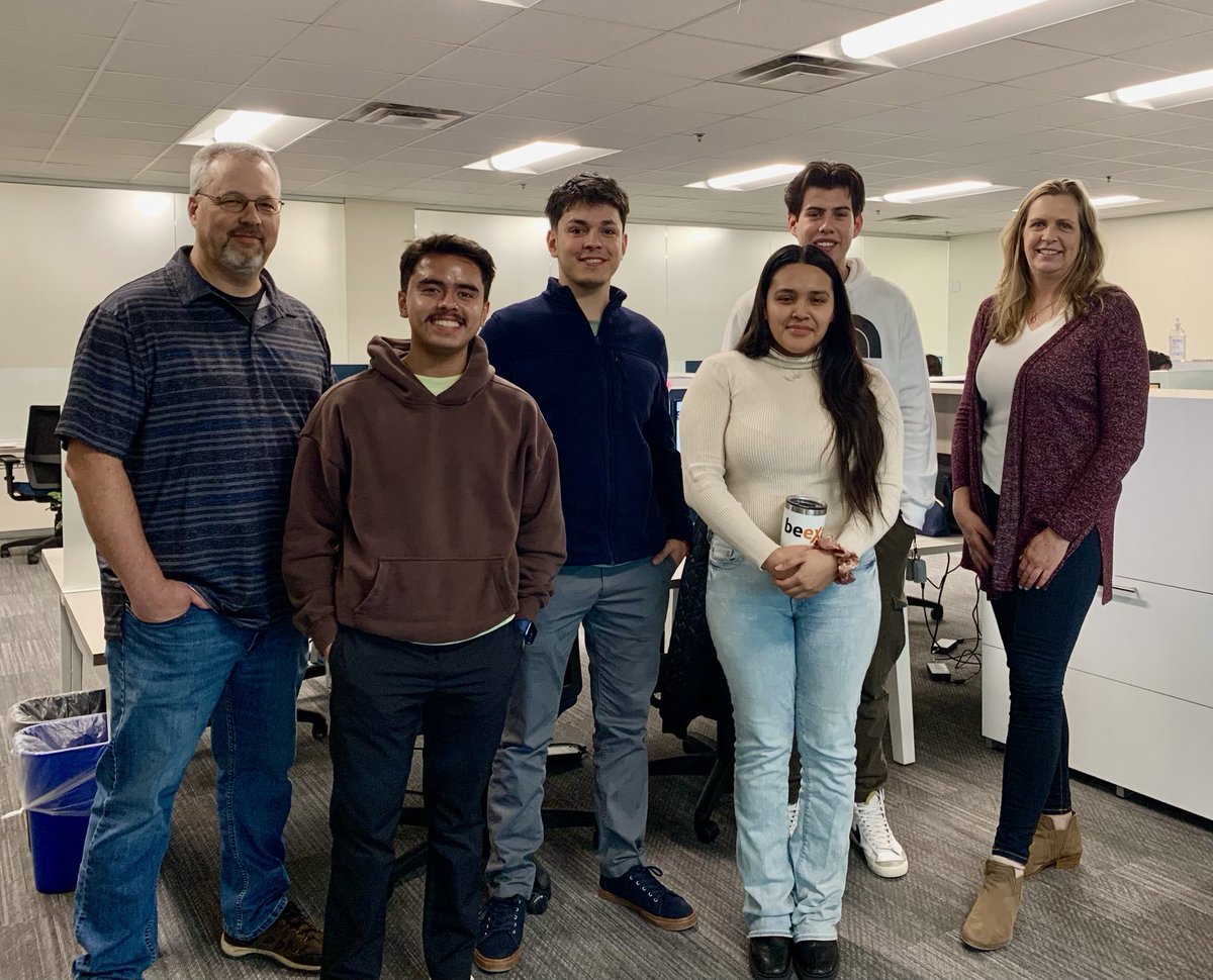 4 FalconTech P-TECH
Alumni all work at
BeeXact a local mobile mapping startup company in Broomfield - Congrats to David Vazquez, Jose Vera, Arleny Castro and Johvani Ramirez! Thank you BeeXact for supporting the P-TECH career pipeline! ⁦<a href="/BShafferCO/">Brandon Shaffer</a>⁩