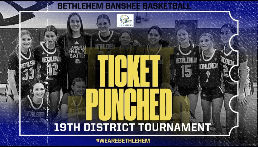 BethlehemBansh1's tweet photo. With the WIN over Washington County, the Banshees advance to the District Finals on Friday at 7:00pm at Bardstown High School. #WeAreBethlehem 💙🏀💛 https://t.co/GuAMr9XISg