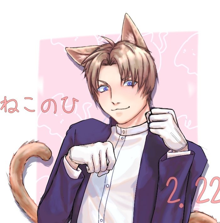 1boy animal ears male focus tail gloves brown hair white gloves  illustration images