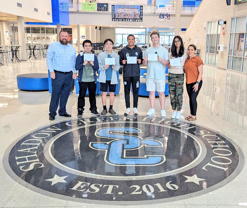 ShadowCreekHS's tweet photo. Congratulations to Bao Dongchau, Sandhya Mahesh, Andrew Mooney, Ryan Gabriel Piansay, and 
Ethan Wiltz on being named finalist in the 2023 Competition for the National Merit Scholarship Award!! Fins Up!!!🎉🦈 https://t.co/lUEjvzwYDp
