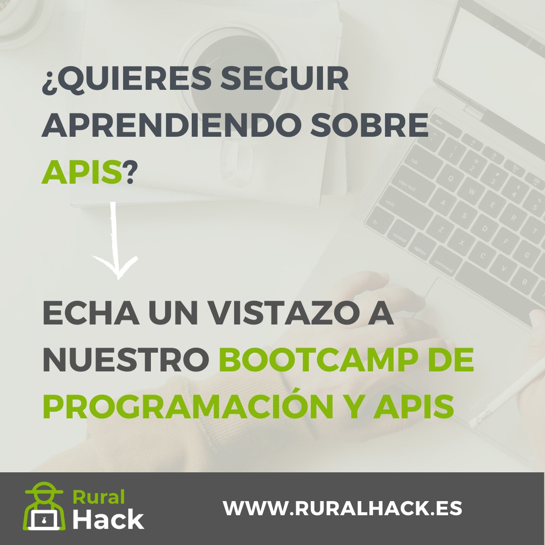 apicamp_'s tweet image. ¿Qué son las #APIs y para qué sirven? 🤔 ¡Te lo contamos en nuestro post de hoy!
Descubre más sobre las APIs y el mundo de la programación en nuestro blog 👉 ruralhack.es/blog/
#bootcamps #bootcampsit #bootcamptecnológico #bootcampdeprogramación