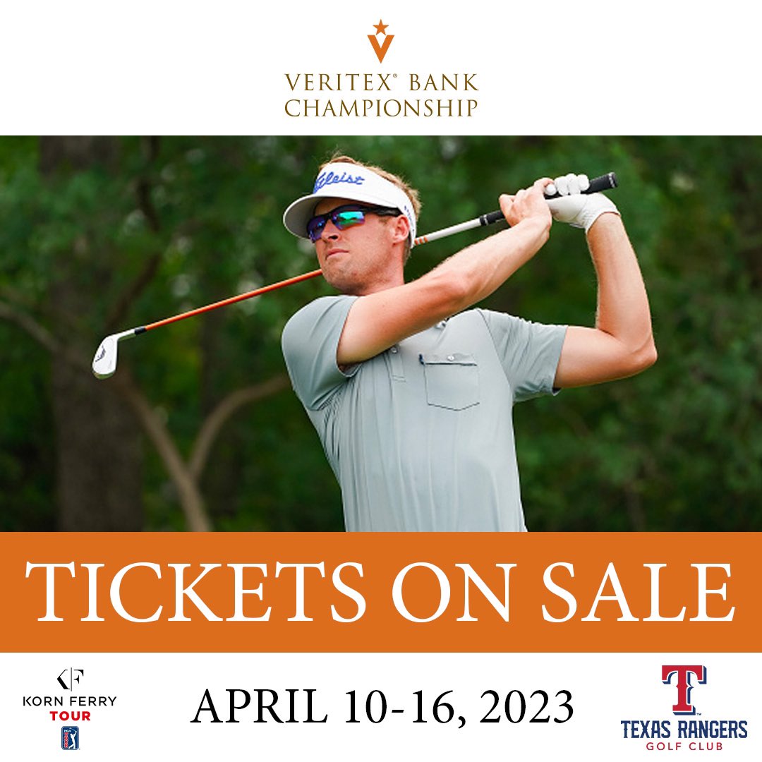 PSA 📣: TICKETS FOR THE 2023 VERITEX BANK CHAMPIONSHIP ARE ON SALE! 

Don’t miss your chance to see the future stars of the <a href="/PGATOUR/">PGA TOUR</a> when the <a href="/KornFerryTour/">Korn Ferry Tour</a> returns to Arlington for the 3rd year! 🤩 

Join us April 10-16; cuetoems.com/veritex_2023/T…