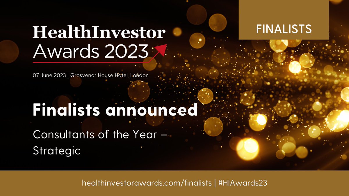 We are incredibly excited to be a finalist for ‘Consultants of the Year – Strategic’ at this year's <a href="/HealthInvestor/">HealthInvestor UK</a> Awards! 

We’ve had an incredible year across the Group, find out more ➡️ bit.ly/3XUKFBV

#HIAwards23