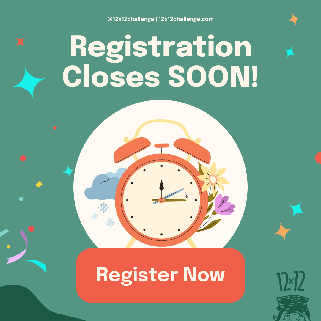 The clock is ticking... ⏰

Registration for #12x12PB closes in less than a week on February 28th! If you haven't signed up yet and are ready to write more in 2023, become a member before it's too late: 12x12challenge.com/membership/

#amwriting