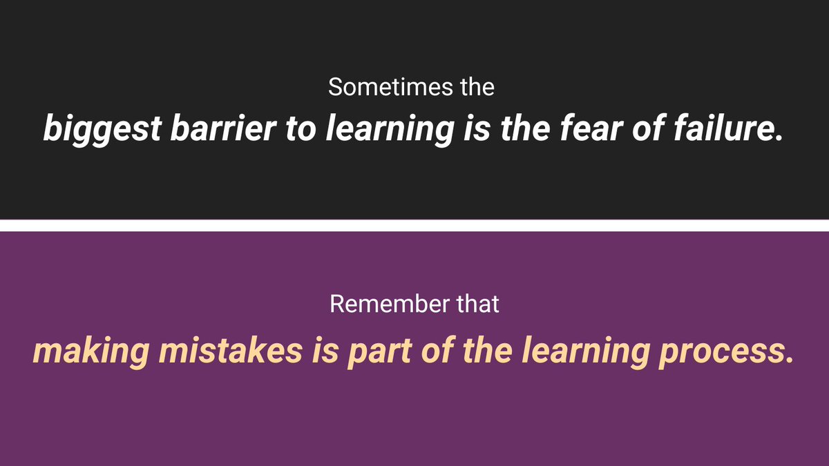 matthewriecken's tweet photo. Sometimes the biggest barrier to learning is the fear of failure. Remember that making mistakes is part of the learning process. #growthmindset #learning https://t.co/6QF6cH0uSH