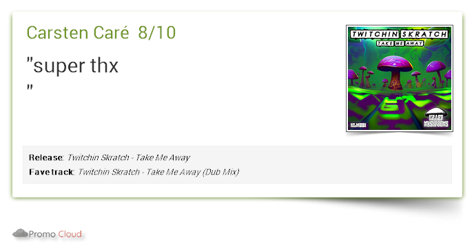 bottomlessmusic's tweet photo. Carsten Caré supports: @twitchinskratch - Take Me Away (Dub Mix) 8/10 #newrelease https://t.co/4VmgvxlhIC https://t.co/D2cQo3YXWi