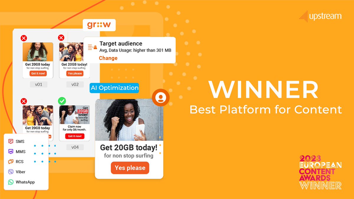 UpstreamGlobal's tweet photo. “Integrating multiple D2C channels into one UI, enabling seamless user-centric experience across different devices, with fantastic case studies”, Upstream has won the “Best Platform for Content” award by the 2023 #EuContentAwards.
Thank you @dontpanicevents! https://t.co/icUUaFIMyu