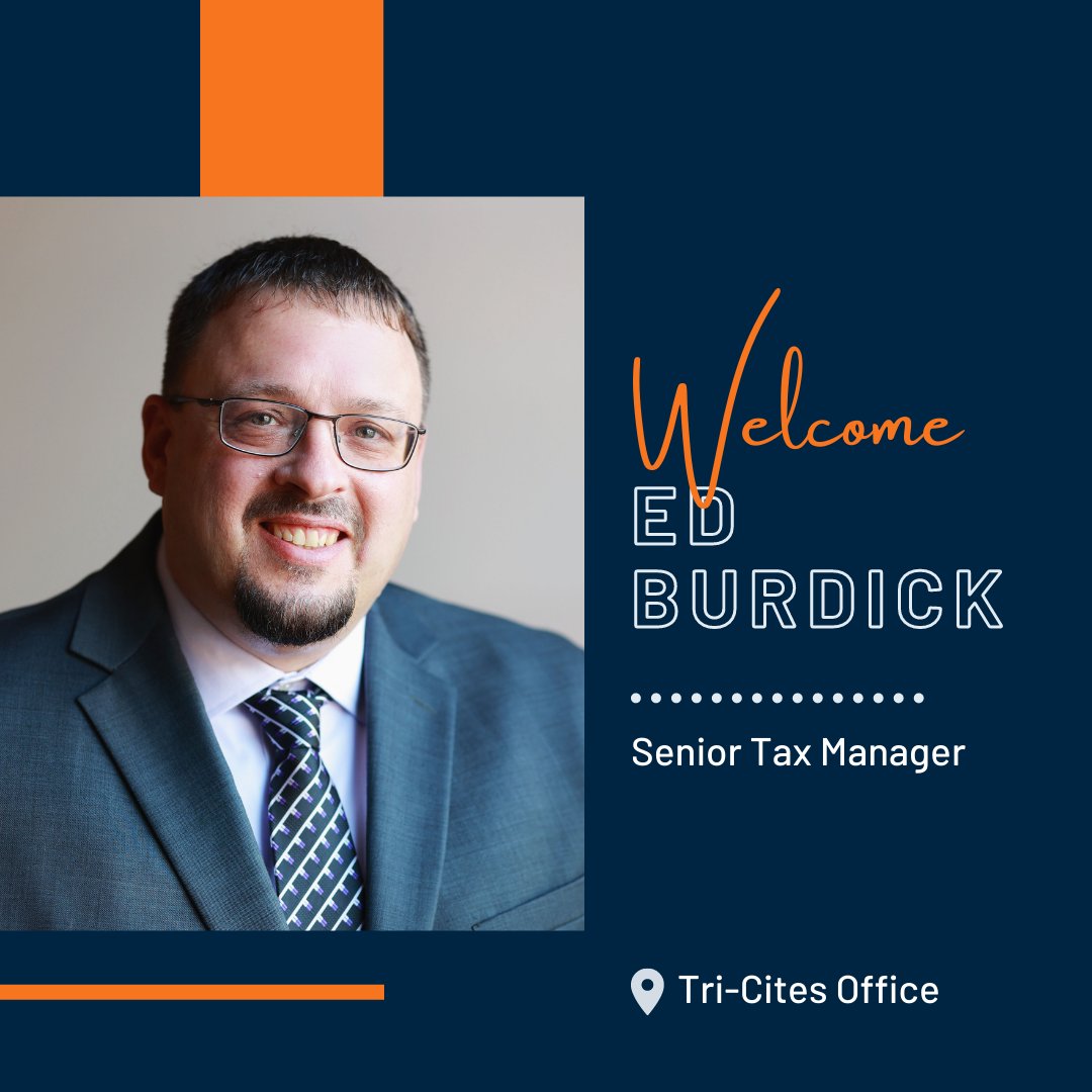 rodefermoss's tweet photo. A warm welcome to our newest hire. We're excited to have you on our team, Ed!
Ed has experience with many industries including construction, manufacturing, restaurants, retail and not-for-profits.  He looks forward to servicing the tax and accounting needs of the Tri Cities Area. https://t.co/TY6fU3q89C