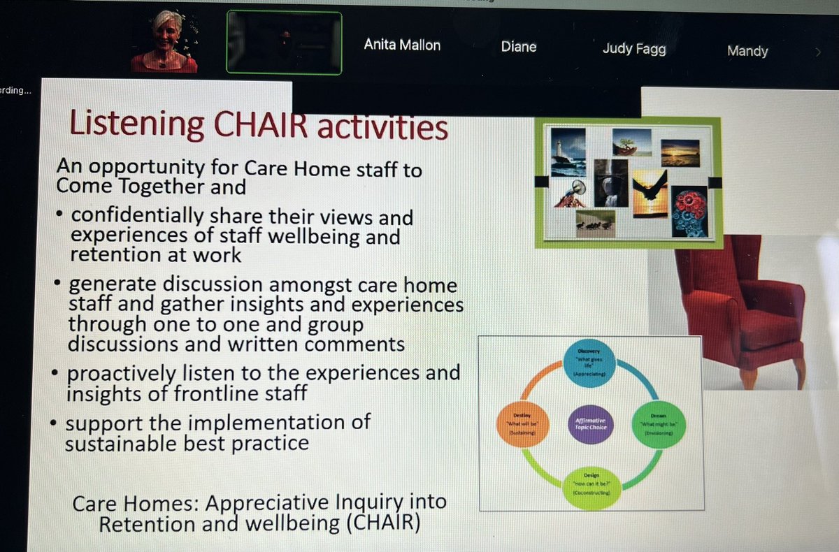 crbrownwilson's tweet photo. Final presentation @BSGcarehomes from @SusanShenkin @LucyJohnston555 on the practical support for #carehomes to promote #resilience - CHAiR. CHUDDLE. CHURN https://t.co/pHNOsLo8B1