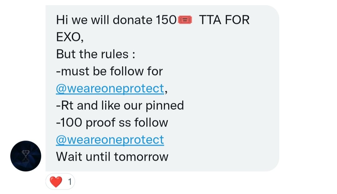 AlienEXO_L9's tweet image. Attention EXOLs ‼️‼️‼️
150🎟️ TTA FOR #EXO

- must follow @weareoneprotect
- Rt and like @weareoneprotect pinned
- drop atleast 100 proof 

Ends in 24 hrs 📢📢📢

Let's complete this fast Ls ❤️‍🔥❤️‍🔥 fighting for our boys 💪🏻❤️‍🔥 @weareoneEXO