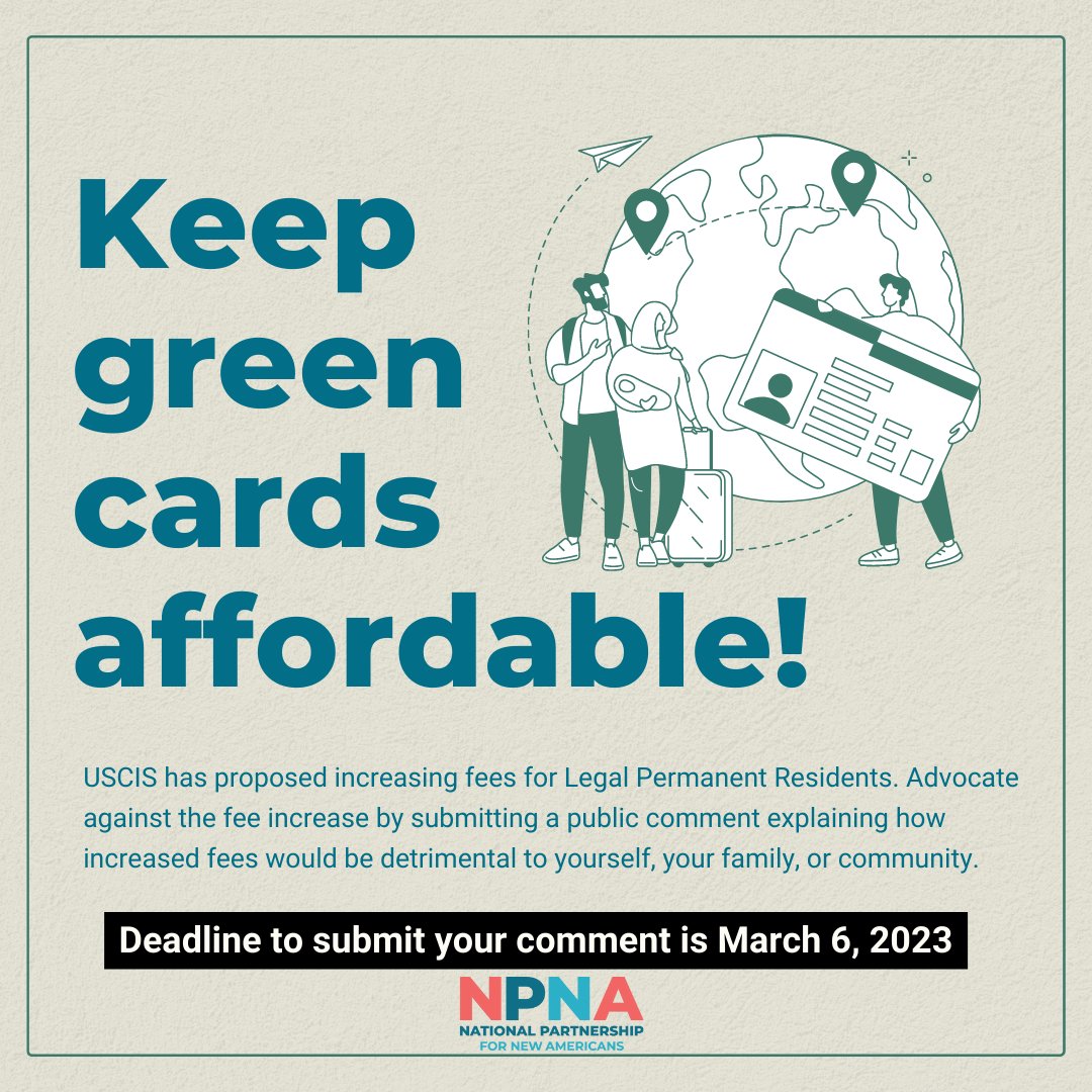 ValueFamilies's tweet image. Green card fees could unfortunately go up if @USCIS proposed fee increases take effect later this year. 

Help @npnewamericans advocate against these proposed increases by submitting a comment about how this would be detrimental to our community. Link in Bio.

#USCIS #NPNA #VOF