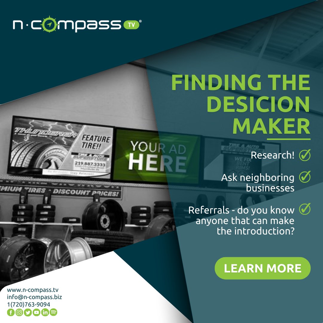 NCompassTV's tweet photo. One of the most important aspects of starting a new business is making sure that you have all of your bases covered—and that includes finding the right decision-maker. 😎 https://t.co/8b4EbQb9mB