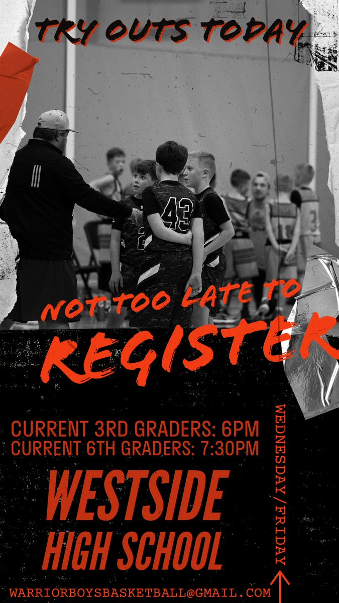 JrWarriorBB's tweet photo. Current 3rd Grade and Current 6th Grade tryouts start tonight. Register early or register when you get there! @PaddockRoad66 @Loveland_School @Rockbrook66 @SwansonStars66 @Westbrook66 @SunsetHills66 @hillside_tigers @Westgate66 @PL_Panthers @Westside66 @westsidegbb @HoopsWestside https://t.co/P1q3DzfjJK