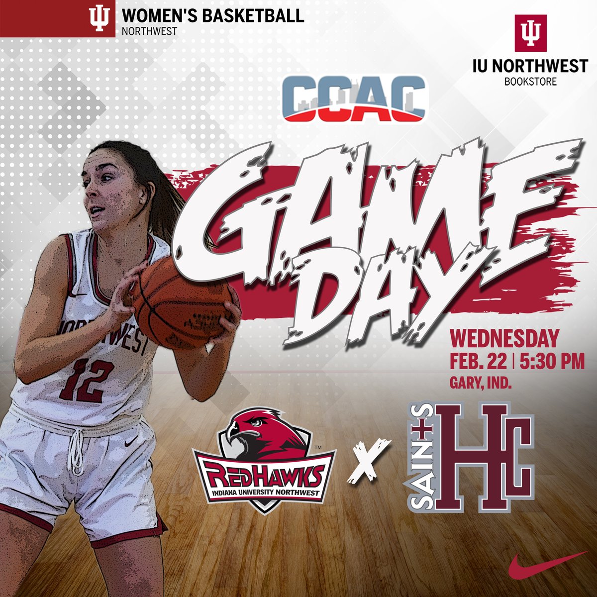 IT'S   <a href="/IUNWBSKT/">IU Northwest WBB</a> CCAC Tournament DAY! 
🆚 <a href="/HOCROSAINTS/">Holy Cross Athletics</a> 
📍Savannah Center 
⏰ 5:30 P.M. CT
📺 bit.ly/3Xpk6V1
💻bit.ly/3IgIVhC
#IUN I #TheRedHawkWay I #RunAsOne