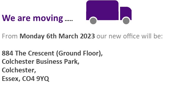 LPP are moving to new office premises!  From 6th March, our new address will be:

884 The Crescent (Ground Floor),
Colchester Business Park, 
Colchester, 
Essex, CO4 9YQ