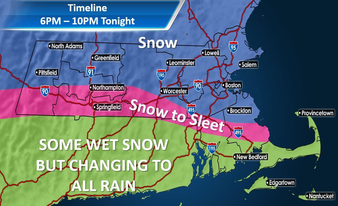 MassEMA's tweet image. A wintry mix of snow/sleet/freezing rain is expected this evening thru Thurs night. The combination of snow/sleet amounts &amp;amp; ice accretion will make travel very slick tonight thru Thurs. AM commute – allow for extra travel time. #MAsnow