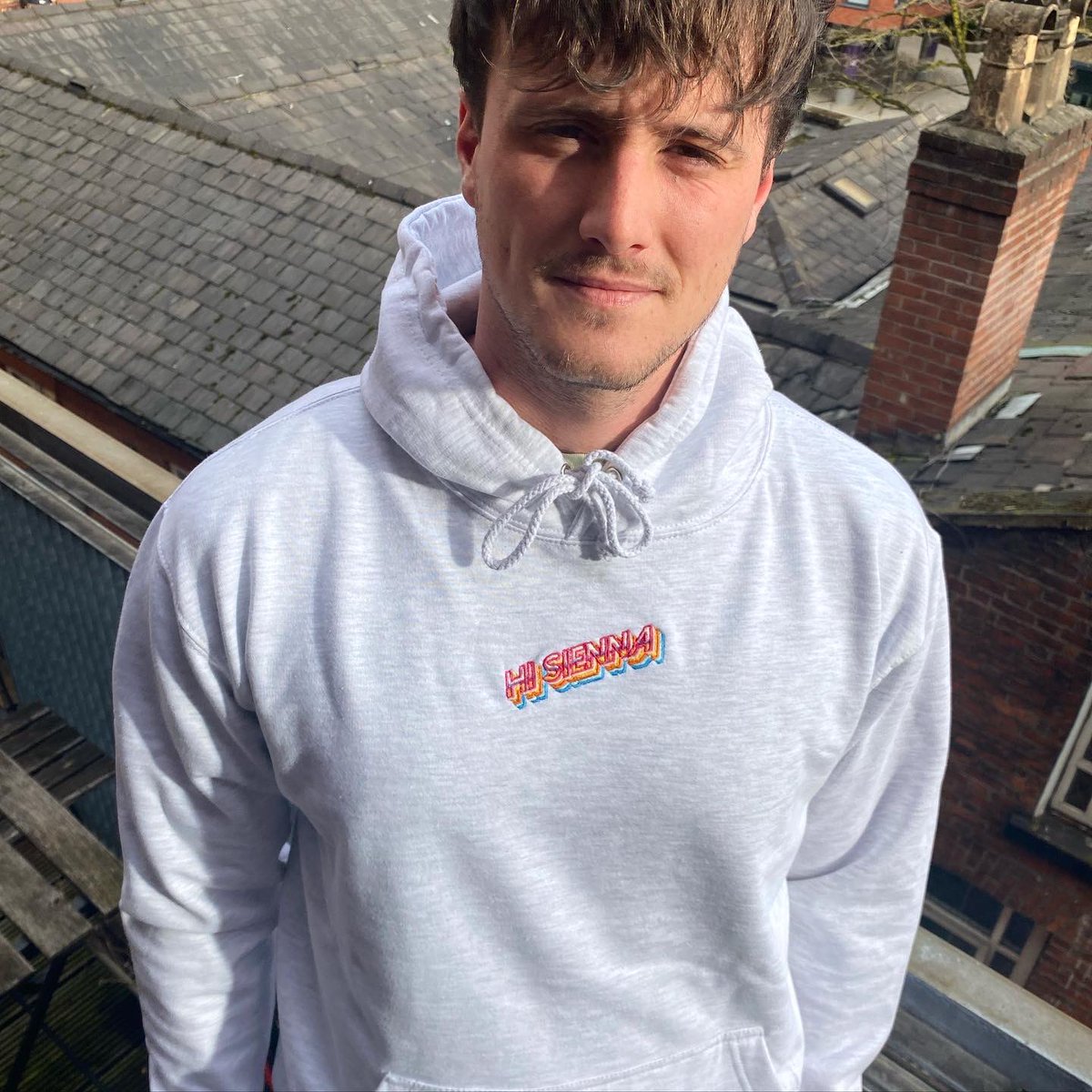 hisiennaband's tweet photo. WE HAVE NEW MERCH!!! Our unisex Embroidered HI SIENNA hoodies will be available exclusively at our gig this Saturday at @DeafInstitute !!! So be there or be square/coolhoodie-less…. https://t.co/pTcHJAmqFv