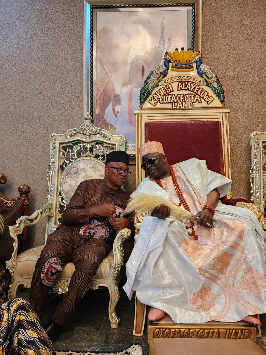 PeterObi's tweet image. Yesterday, I paid a courtesy call on the Olofa of Offa, His Royal Majesty, Oba Mufutau Muhammed Oloyede Gbadamosi, Okikiola Esuwoye II. It was a very convivial and pleasant visit. -PO