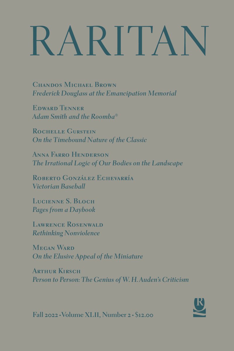 RaritanQR's tweet photo. The new issue of Raritan is available now, featuring work by Rochelle Gurstein, Edward Tenner, 
@LarryRosenwald, Megan Ward, @e_farro, Arthur Kirsch, Daniel Hojnacki, and more.
https://t.co/hSBWYHJije
@RutgersSASHUM @RutgersSAS https://t.co/8JeO6O1OgG