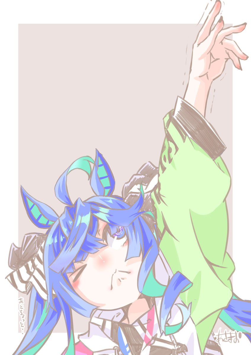 twin turbo (umamusume) 1girl solo animal ears horse ears twintails ahoge blue hair  illustration images