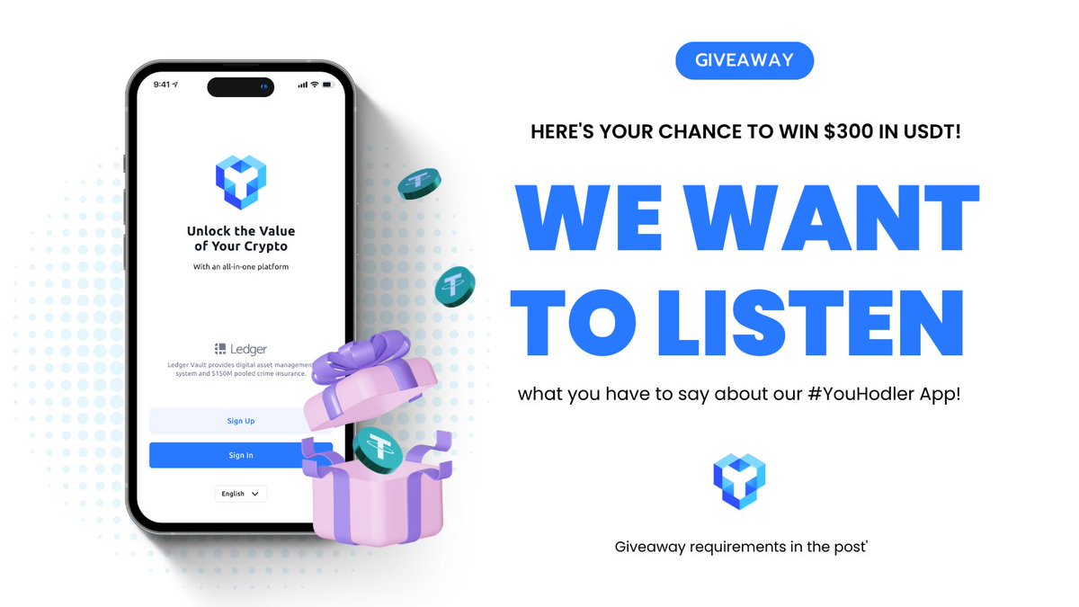 YouHodler's tweet photo. 📱 We want to listen to what you have to say about our App!

Here's your chance to win $300 in #USDT!
10 winners win $30 each!

REQUIREMENTS: 
1️⃣ Leave your feedback on iOS Store/Google Play
2️⃣ Like, RT this tweet
3️⃣ Upload screenshot 👇

Link:
https://t.co/TzG44KMqLd

#giveaway https://t.co/A6vrLJt6dp