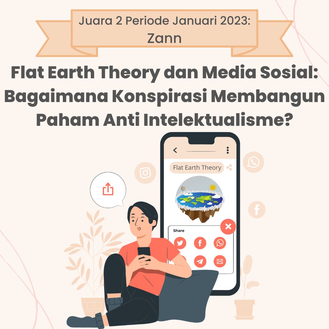 NineVibeID's tweet photo. Juara 2 lomba menulis artikel periode Janauri 2023 dimenangkan oleh Zann dengan judul "Flat Earth Theory dan Media Sosial: Bagaimana Konspirasi Membangun Paham Anti Intelektualisme?".
#ninevibe #lombaninevibe #konspirasi #flatearth #bumidatar #lombaartikel #lombamenulis https://t.co/hbNBKgaEQC