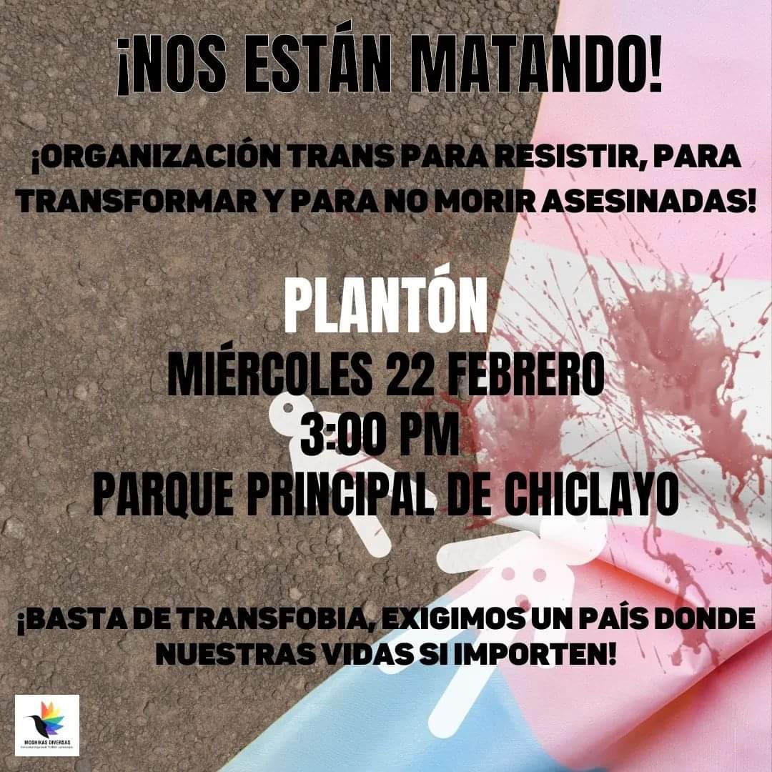 moshikasdiversa's tweet photo. 📢NOS AUTOCONVOCAMOS 🏳‍⚧

Frente a los crímenes inhumanos contra nuestra comunidad en la capital y el resto de regiones del país. Y la lamentable inacción de las instituciones competentes, nos autoconvocamos para pronunciarnos contra la Transfobia, la impunidad y la injusticia. https://t.co/tXicuewPFy