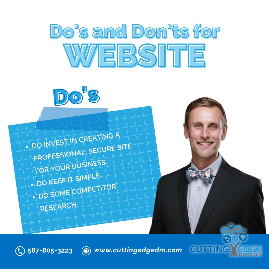 CuttingEdgeDM's tweet image. Web design is a tricky subject. . Do invest in creating a professional, secure site for your business. Here are some do’s and don’t we need to keep in mind before moving ahead.

#webdesignlife #webdevs#webdesignanddevelopment