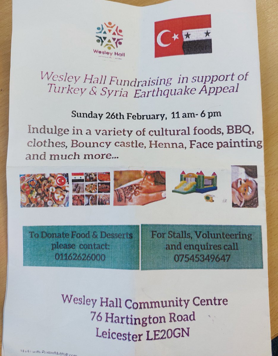 RPpeople's tweet image. This Sunday! Enjoy cultural foods, BBQ, clothes, bouncy castle, Henna, face painting and more! 
Proceeds go to Turkey and Syria Earthquake Appeal.🇹🇷🇸🇾🤲❤️  

#Leicester #Leicestershire #TurkeySyriaEarthquake #fundraiser