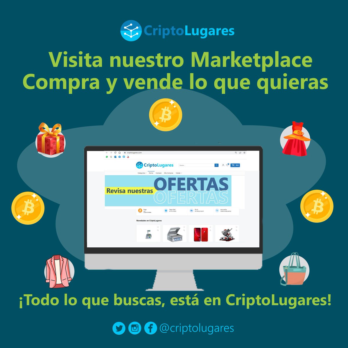 criptolugares's tweet photo. Si quieres vender productos o servicios aceptando criptomonedas como método de pago entonces tienes que conocer nuestro MarketPlace. Regístrate, coloca tu producto y listo
#CriptoLugares https://t.co/kqN3fvsbz5