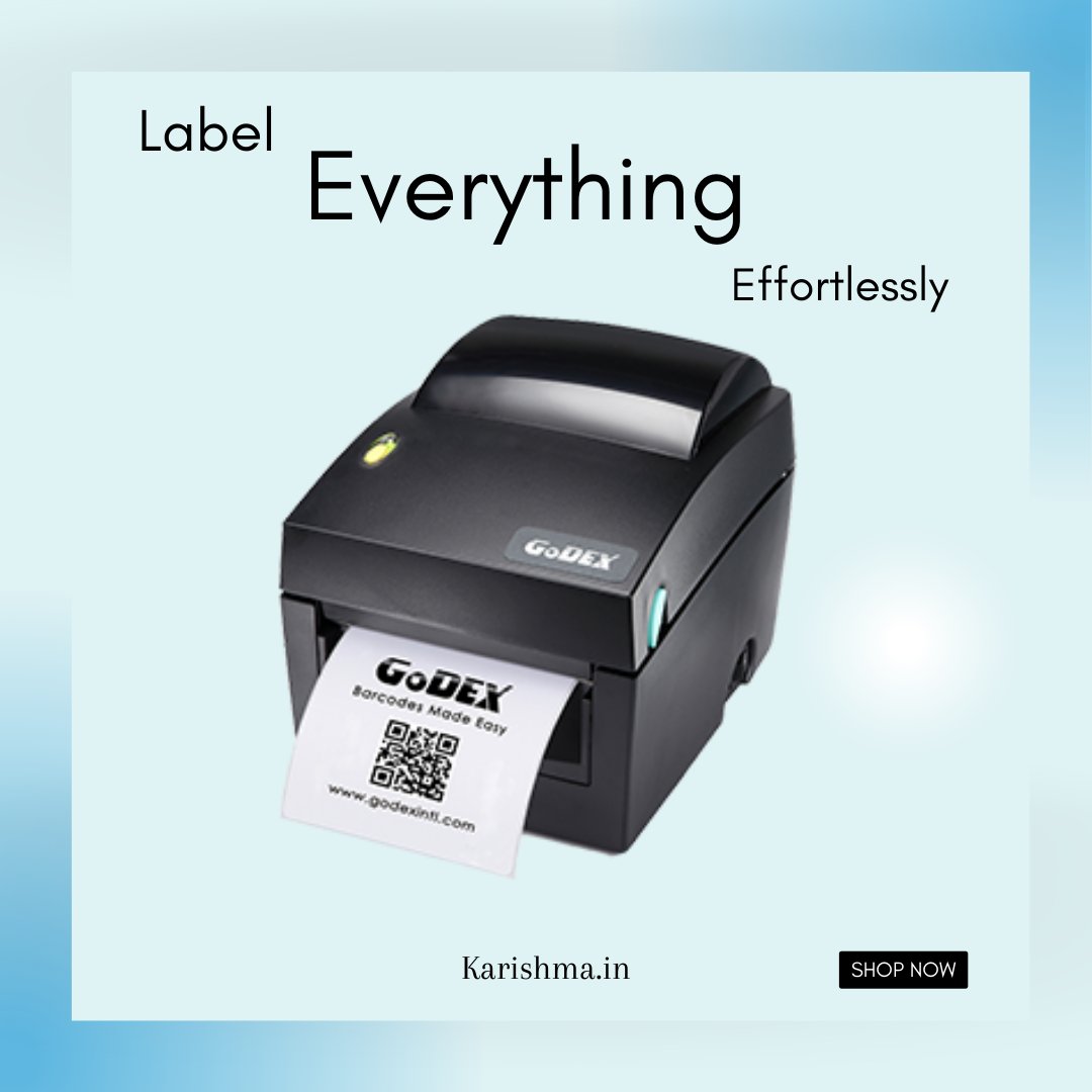 KarishmaTweet's tweet image. Widen the scope of your profits with the amazing barcode printing capabilities offered by GoDex barcode printer EZ 1100 Plus.

#GoDEX #GoDEXPrinter #ThermalPrinter #LabelPrinter #BarcodePrinter #Label #Barcode #Printer #computeraccessories #KarishmaComputers