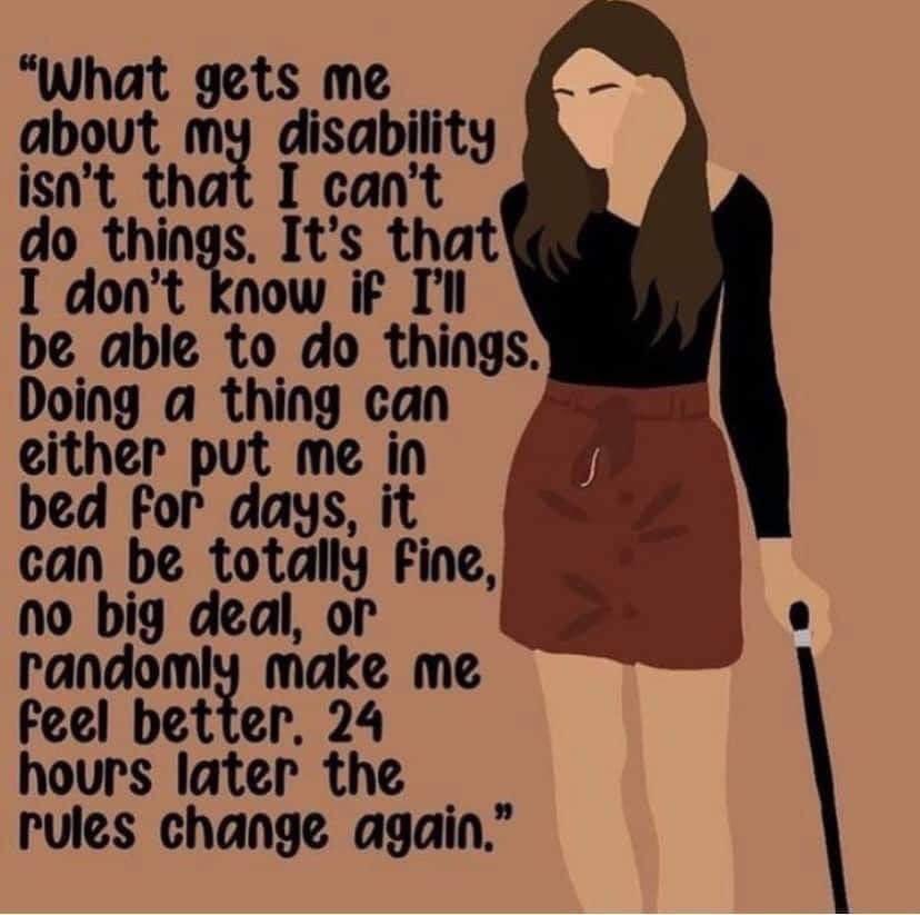 OSufferer's tweet photo. The unpredictability is so frustrating 💜

#Fibromyalgia #chronicillness #fnd #mecfs #invisibleillness #InvisibleDisability https://t.co/ThXfSgcOsG