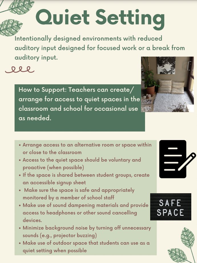 AddedResearch's tweet photo. Students with Down Syndrome can be sensitive to sound, making the quiet setting accommodation an essential component of the inclusive classroom. Check out the #EdGuide for tips & tricks on how to implement. https://t.co/DhcAPWmW61