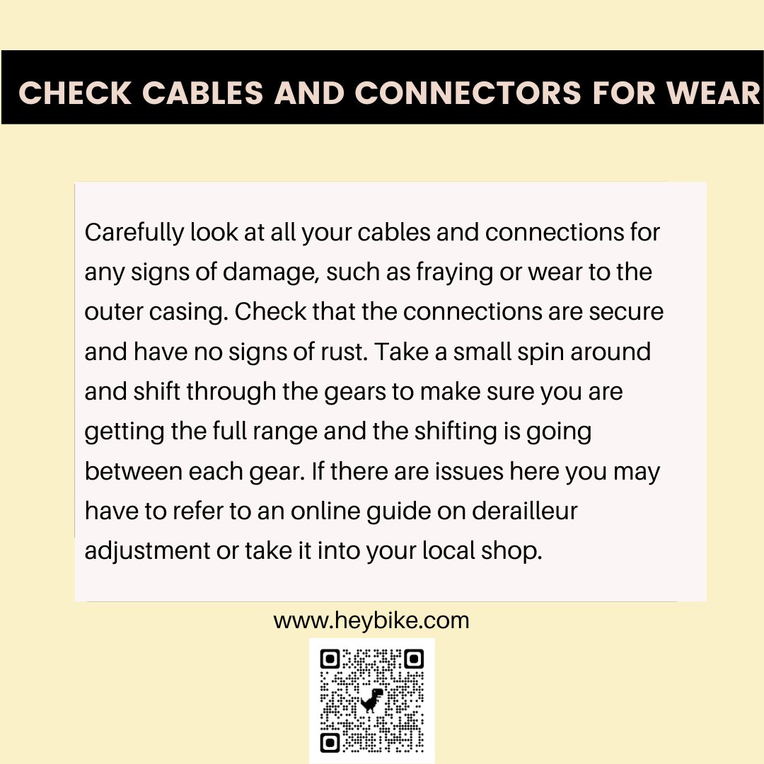 heybikeofficial's tweet image. Keep your ebike running smoothly with these simple maintenance tips! 🛠️
One key area to check is your cables and connectors for wear and tear. Read on for more information on how to ensure your bike is in top shape.📌
.
.
.
.
#ebike #electricbike #ebiketips #heybike #cycling