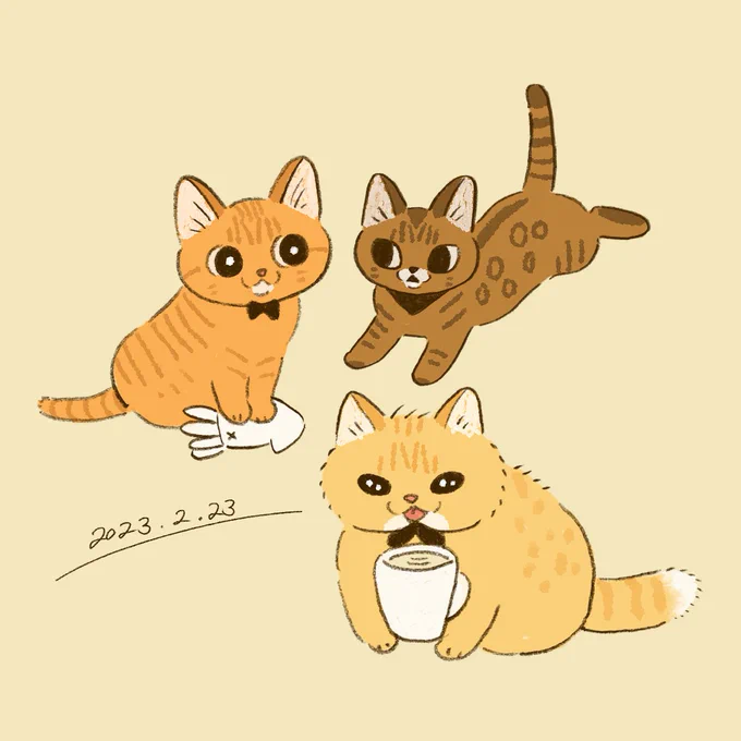 またしても間に合いませんでした#猫の日 リアル寄りの色も可愛いなぁ 