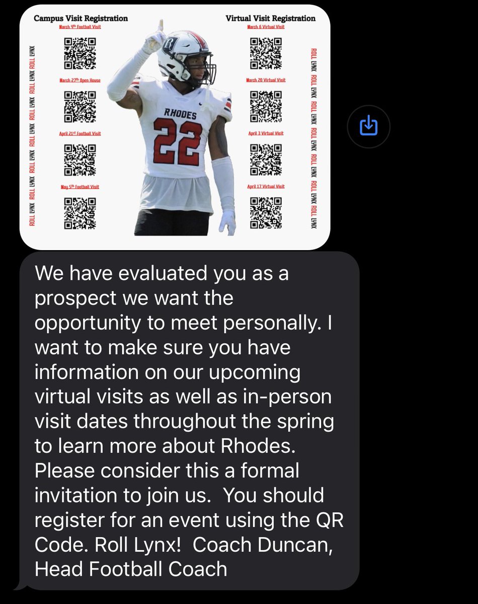 Thank you <a href="/RhodesFootball/">Rhodes Football</a> for the visit invites <a href="/CoachBrown60/">Antonio Brown</a> 

<a href="/OmariWilliams42/">Coach Williams</a> <a href="/hcspell/">Copeland Spell</a> <a href="/ACoachKing/">Antonio King</a> <a href="/CoachBallG/">Richard Gray</a> <a href="/CoachSause/">Mike Sause Jr.</a> <a href="/jsc613/">Coach “Deuce” Clark (II)</a>