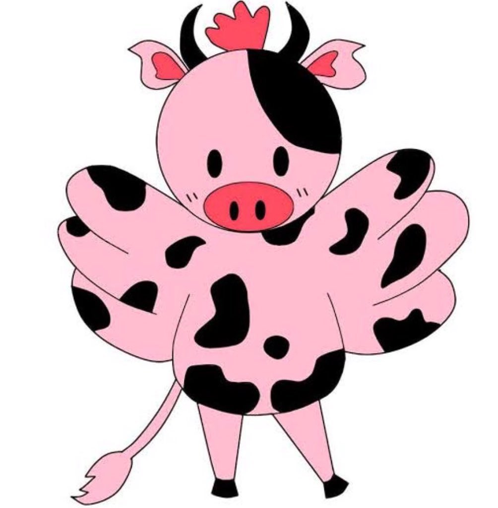 「Kokemobu, a mix of a cow, a pig, and a c」|Mondo Mascotsのイラスト